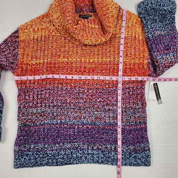 Chelsea & Theodore Multicolor Knit Cowl Neck Sweater Size L - Picture 7 of 16